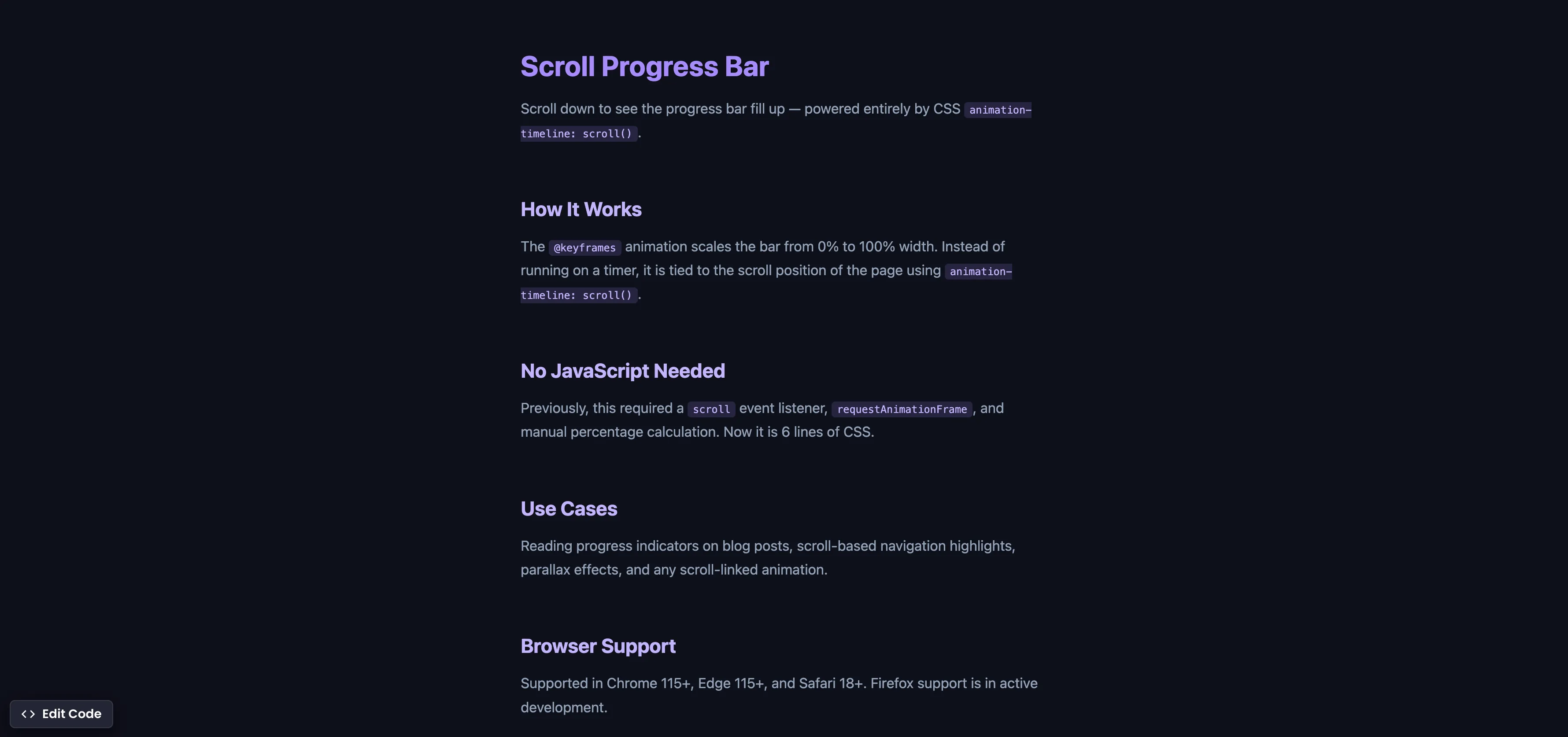 CSS Scroll Progress Bar