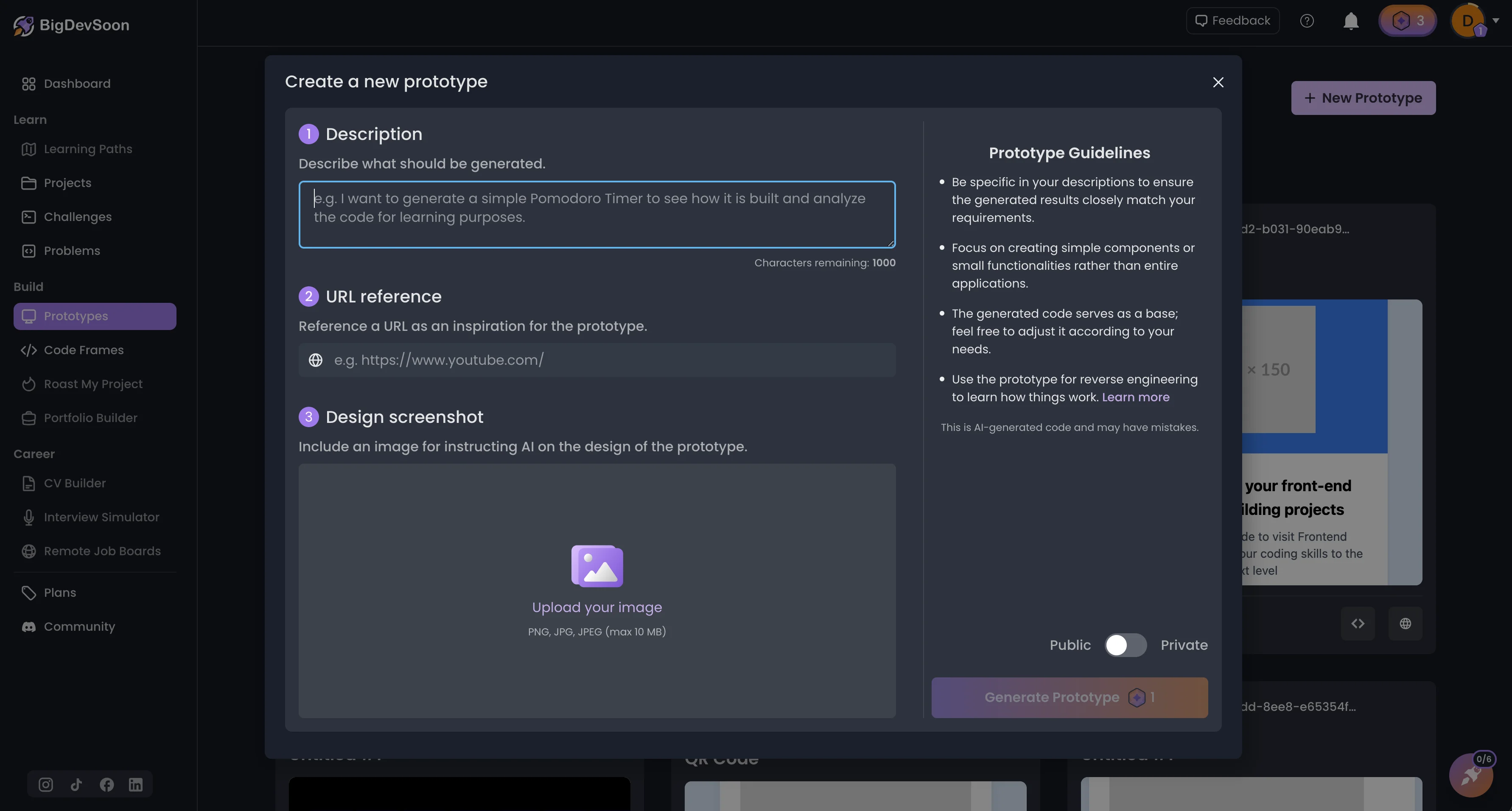 Prototype Editor — build full-page web applications with AI assistance