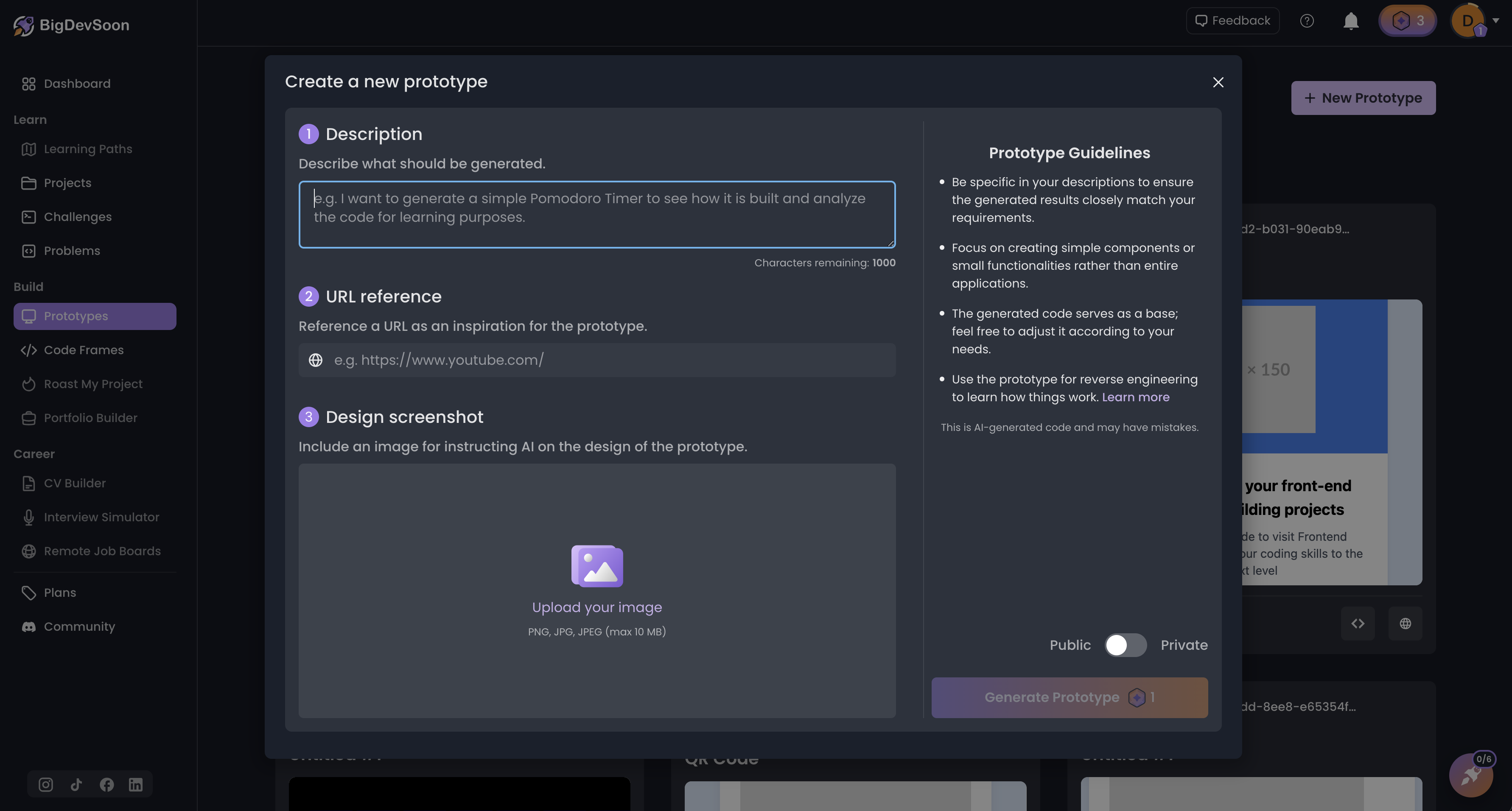 Prototype Editor — build full-page web applications with AI assistance
